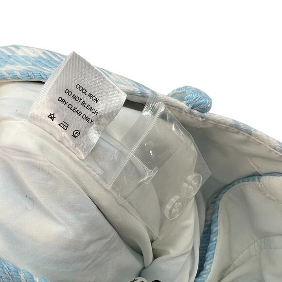 Revolve Assignment Chloe Trouser Pants Gingham Print Blue White Size Medium - Picture 13 of 13